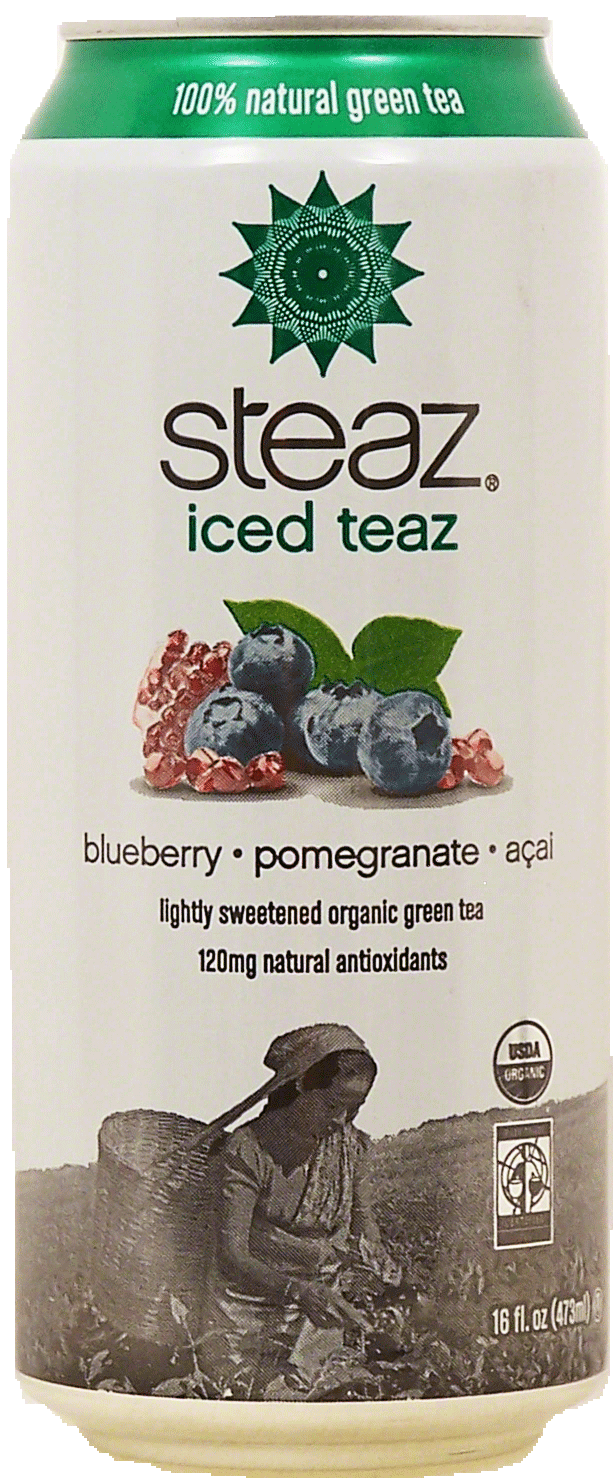 steaz iced teaz blueberry, pomegranate, acai lightly sweetened organic green tea Full-Size Picture